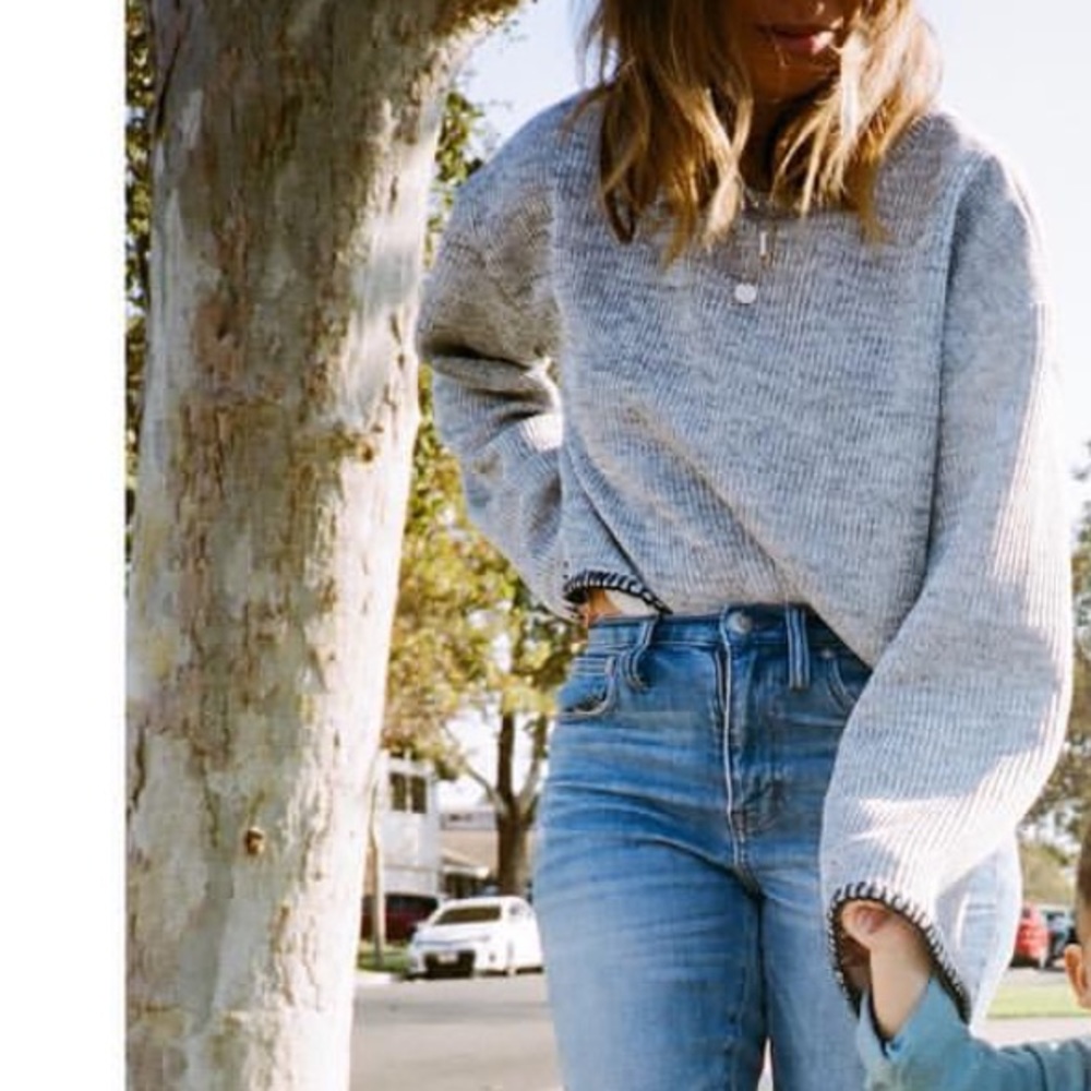 Zara Heather Grey bell sleeve sweater